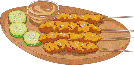 Indonesia Retro Anime Dishes Satay
